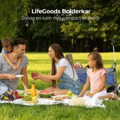 LifeGoods Bolderkar - Opvouwbaar - Tot 80KG - 94L - Wasbaar Polyester - 98x45cm - Blauw/Grijs -Camping Korting 1200x1200 781