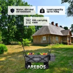 AREBOS Handwagen Vouwbare Dak Handwagen Vouwbare Trolley Uitrustingswagen Grijs -Camping Korting 1200x1200 787