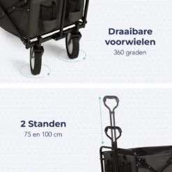 LifeGoods Bolderkar - Opvouwbaar - Draaibare Wielen - 2 Standen - 70KG Draagkracht - Grijs -Camping Korting 1200x1200 792
