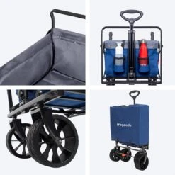 LifeGoods Bolderkar - Opvouwbaar - Tot 120KG - 103L - Extra Draagtas En Duwstang - Wasbaar Polyester - 98x45cm - Blauw/Grijs -Camping Korting 1200x1200 809