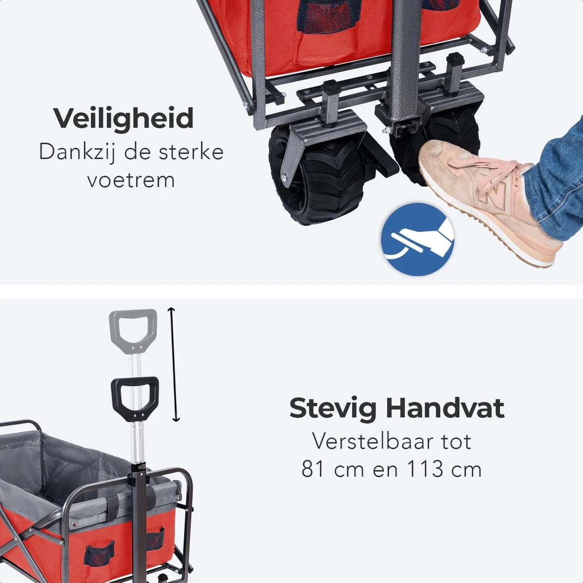 LifeGoods Bolderkar - Opvouwbaar - Tot 80KG - 94L - Wasbaar Polyester - 98x45cm - Rood/Grijs 11 LifeGoods Bolderkar - Opvouwbaar - Tot 80KG - 94L - Wasbaar Polyester - 98x45cm - Rood/Grijs - Afbeelding 11