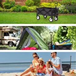 LifeGoods Bolderkar - Opvouwbaar - Draaibare Wielen - 2 Standen - 70KG Draagkracht - Zwart -Camping Korting 1200x1200 835