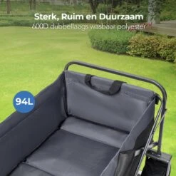 LifeGoods Bolderkar - Opvouwbaar - Tot 80KG - 94L - Wasbaar Polyester - 98x45cm - Zwart/Grijs -Camping Korting 1200x1200 844