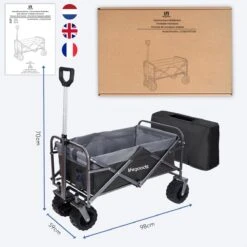 LifeGoods Bolderkar - Opvouwbaar - Tot 80KG - 94L - Wasbaar Polyester - 98x45cm - Zwart/Grijs -Camping Korting 1200x1200 846