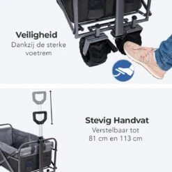 LifeGoods Bolderkar - Opvouwbaar - Tot 80KG - 94L - Wasbaar Polyester - 98x45cm - Zwart/Grijs -Camping Korting 1200x1200 849