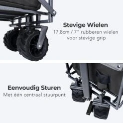 LifeGoods Bolderkar - Opvouwbaar - Tot 80KG - 94L - Wasbaar Polyester - 98x45cm - Zwart/Grijs -Camping Korting 1200x1200 850