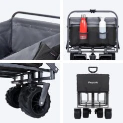 LifeGoods Bolderkar - Opvouwbaar - Tot 80KG - 94L - Wasbaar Polyester - 98x45cm - Zwart/Grijs -Camping Korting 1200x1200 851