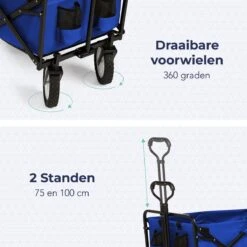 LifeGoods Bolderkar - Opvouwbaar - Draaibare Wielen - 2 Standen - 70KG Draagkracht - Blauw -Camping Korting 1200x1200 862