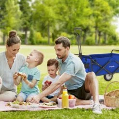 LifeGoods Bolderkar - Opvouwbaar - Draaibare Wielen - 2 Standen - 70KG Draagkracht - Blauw -Camping Korting 1200x1200 864