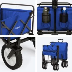 LifeGoods Bolderkar - Opvouwbaar - Draaibare Wielen - 2 Standen - 70KG Draagkracht - Blauw -Camping Korting 1200x1200 866