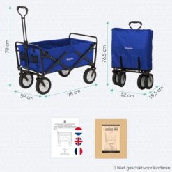LifeGoods Bolderkar - Opvouwbaar - Draaibare Wielen - 2 Standen - 70KG Draagkracht - Blauw -Camping Korting 1200x1200 867