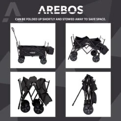 AREBOS Handwagen Vouwbare Dak Handwagen Vouwbare Trolley Uitrustingswagen Zwart -Camping Korting 1200x1200 897