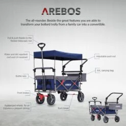 AREBOS Premium Steekwagen Met Dak Opvouwbare Tuinkar Handkar Bolderkar Blauw / Grijs 21 AREBOS Premium Steekwagen Met Dak Opvouwbare Tuinkar Handkar Bolderkar Blauw / Grijs -Camping Korting 1200x1200 926