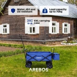 AREBOS Handwagen Vouwbare Dak Handwagen Vouwbare Trolley Uitrustingswagen Blauw -Camping Korting 1200x1200 938