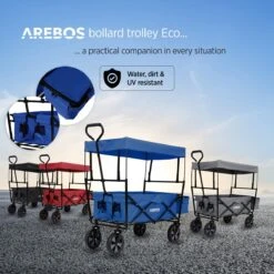 AREBOS Handwagen Vouwbare Dak Handwagen Vouwbare Trolley Uitrustingswagen Blauw -Camping Korting 1200x1200 939