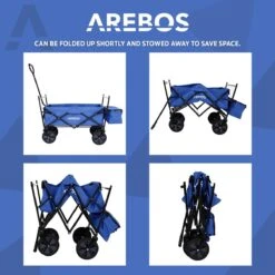 AREBOS Handwagen Vouwbare Dak Handwagen Vouwbare Trolley Uitrustingswagen Blauw -Camping Korting 1200x1200 941