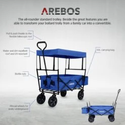 AREBOS Handwagen Vouwbare Dak Handwagen Vouwbare Trolley Uitrustingswagen Blauw -Camping Korting 1200x1200 942