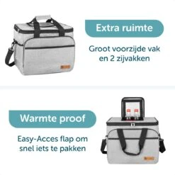 ForDig Koeltas XL Grijs (30 Liter) - Gemaakt Van 600D Polyester Met PEVA-Voering - Ruimte Voor 40 Blikjes Of 20 Halve Liter Flessen - Opvouwbaar Koel Tas Met Easy-Acces Flap - Ruimte Voor Bestek - Picknick Cool Bag - Coolerbag - Grote Cooler -Camping Korting 1200x1200 971