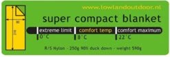 LOWLAND OUTDOOR® Donzen Slaapzak - Super Compact Blanket - 210 X 80 Cm - 590gr +8°C -Camping Korting 1200x406