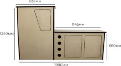 Camper Keuken MDF - Linkerkant EU - Inclusief Kledingstang + Wijnrek - Onbewerkt - Inbouw Kasten Inrichting Kampeerauto Caravan -Camping Korting 1200x663