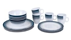 Bo-Camp - Servies - Classic - 16-Delig - Wit/Navy -Camping Korting 1200x675 5
