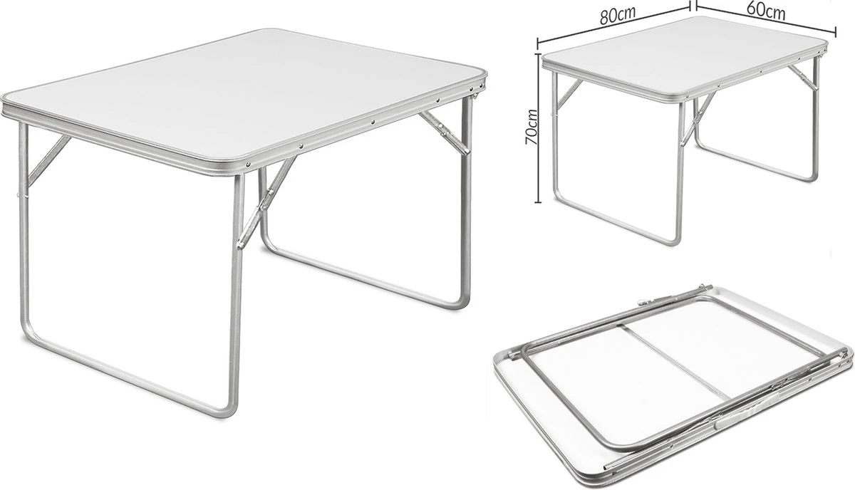 Merkloos Aluminium Inklapbare Tuintafel - Campingtafel - 80x60x68 Cm 8 Merkloos Aluminium Inklapbare Tuintafel - Campingtafel - 80x60x68 Cm - Afbeelding 8