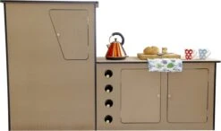 Camper Keuken MDF - Linkerkant EU - Inclusief Kledingstang + Wijnrek - Onbewerkt - Inbouw Kasten Inrichting Kampeerauto Caravan -Camping Korting 1200x709