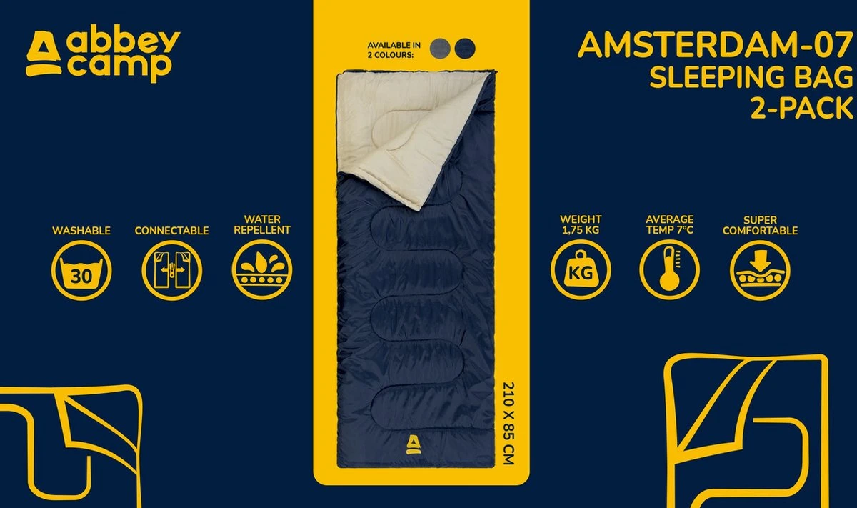 Abbey Camp Slaapzak Amsterdam - 2-pack - Dekenmodel - 210 X 85 Cm - Marine 6 Abbey Camp Slaapzak Amsterdam - 2-pack - Dekenmodel - 210 X 85 Cm - Marine - Afbeelding 6