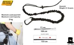 Bob Online ™ - 1 Stuk – Zwart – Gereedschaplijn – Gereedschaplanyard – Elasticate Tool Lanyard – Maximum Load Capacity 2 Kg – Elastisch Gereedschap Lanyard – Gereedschap Valbeveiliging Koord -Camping Korting 1200x734 4