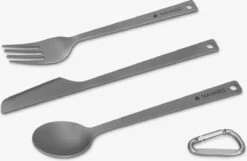 Navaris Campingbestek Van Titanium - Set Met Vork, Mes En Lepel - Bestekset Voor Onderweg En Op Reis - Inclusief Karabijnhaak En Bewaarzakje -Camping Korting 1200x781