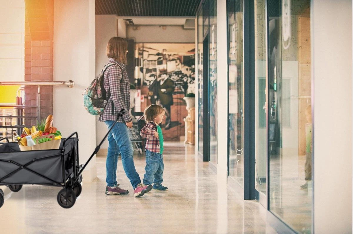 Hoogwaardige Bolderkar Opvouwbaar - Antraciet - Kinderen - Baby - Opslagkar - Bolderwagen - Tuinkar - Bolderkarren 6 Hoogwaardige Bolderkar Opvouwbaar - Antraciet - Kinderen - Baby - Opslagkar - Bolderwagen - Tuinkar - Bolderkarren - Afbeelding 6