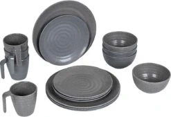 Bo-Camp Campingservies - 100% Melamine - 16-delig - Stone - Grijs -Camping Korting 1200x820 3