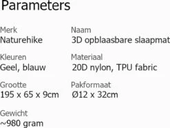 Naturehike® 3D Luchtmatras Premium - Comfortabel R-waarde 2.0 - Extra Dikke Slaapmat - Luchtbed Kamperen - Opblaasbaar Matras - Lichtgewicht - Outdoor - Camping -Camping Korting 1200x906