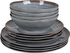 Bo-Camp Servies - Halo - 12-delig - Grijs -Camping Korting 1200x908