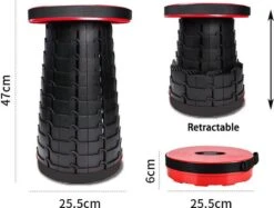 Kampeerkruk - Uitschuifbare Kruk - Rood/Zwart- Tot 120 Kg - Travel Stool - Opvouwbare Campingkruk - Inklapbaar Krukje - Telescopische Kruk - Camping - Outdoor -Camping Korting 1200x910