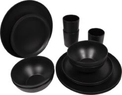 Bo-Camp Industrial - Servies - Orville - Campingbord - 16-delig - Mat Zwart -Camping Korting 1200x938 3