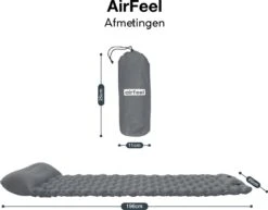 AirFeel Opblaasbaar Slaapmatje - Ingebouwde Pomp En Kussen - Lichtgewicht - 196 X 60 X 6cm - Gray -Camping Korting 1200x939 3