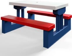 Merkloos Kinder Picknicktafel Met Parasol - Blauw -Camping Korting 1200x944