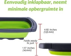 Buxibo - 3-Delige Keuken Vergiet Set Inklapbaar Groen/Grijs -Camping Korting 1200x948 1