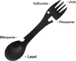 Luverno® - Spork - Incl. Bescherm Hoes - RVS - Bestek To Go - Reisbestek - Keukengadget - 5 In 1 Camping Bestek - Zwart -Camping Korting 1200x969