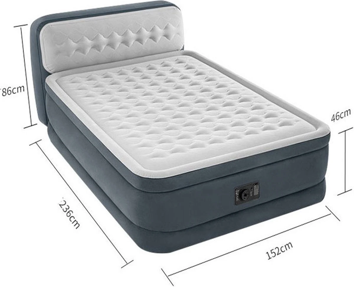Intex 64448 - Queen Deluxe Ultra-Plush Zelfopblazend 2-persoons Luchtbed Met Hoofdboord (203x152x46cm) 7 Intex 64448 - Queen Deluxe Ultra-Plush Zelfopblazend 2-persoons Luchtbed Met Hoofdboord (203x152x46cm) - Afbeelding 7
