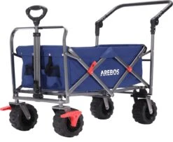 AREBOS Handkar | Transportwagen | Apparatuurwagen | Opvouwbaar | Duwstang| Blauw -Camping Korting 1200x988 2