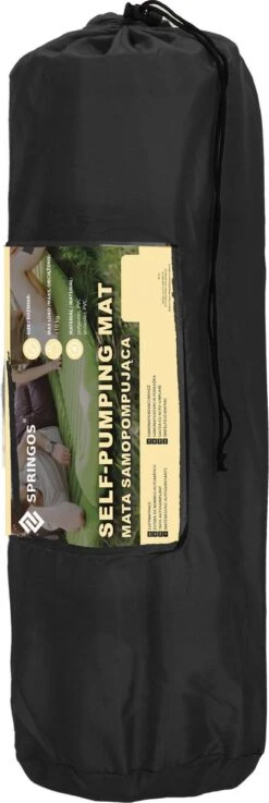 Springos Slaapmat | Zelfopblazend | 180 Cm | Inclusief Hoes | Zwart -Camping Korting 402x1200