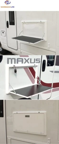 Merkloos NormadicLife® - Outdoor – Opklapbare Tafel - Eettafel – Tafel Voor Buitenkeuken - Caravan – Camper – Picknicktafel - Ingebouwd Ledlicht – Wit -Camping Korting 496x1200 1