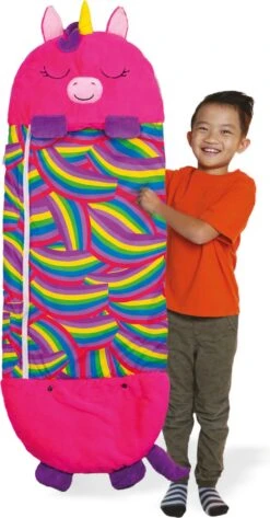 Mediashop Happy Nappers Kinderslaapzak - 2-in-1 Zachte Knuffel En Zomerslaapzak - Roze Eenhoorn Motief Voor Kinderen Van 3 Tot 6 Jaar -Camping Korting 627x1200