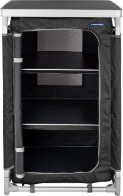 Campart Campingkast CU-0719 – Opvouwbaar En Verstelbaar - 4 Verstelbare Poten - 3 Lagen - Aluminium Frame - Grijs -Camping Korting 753x1200