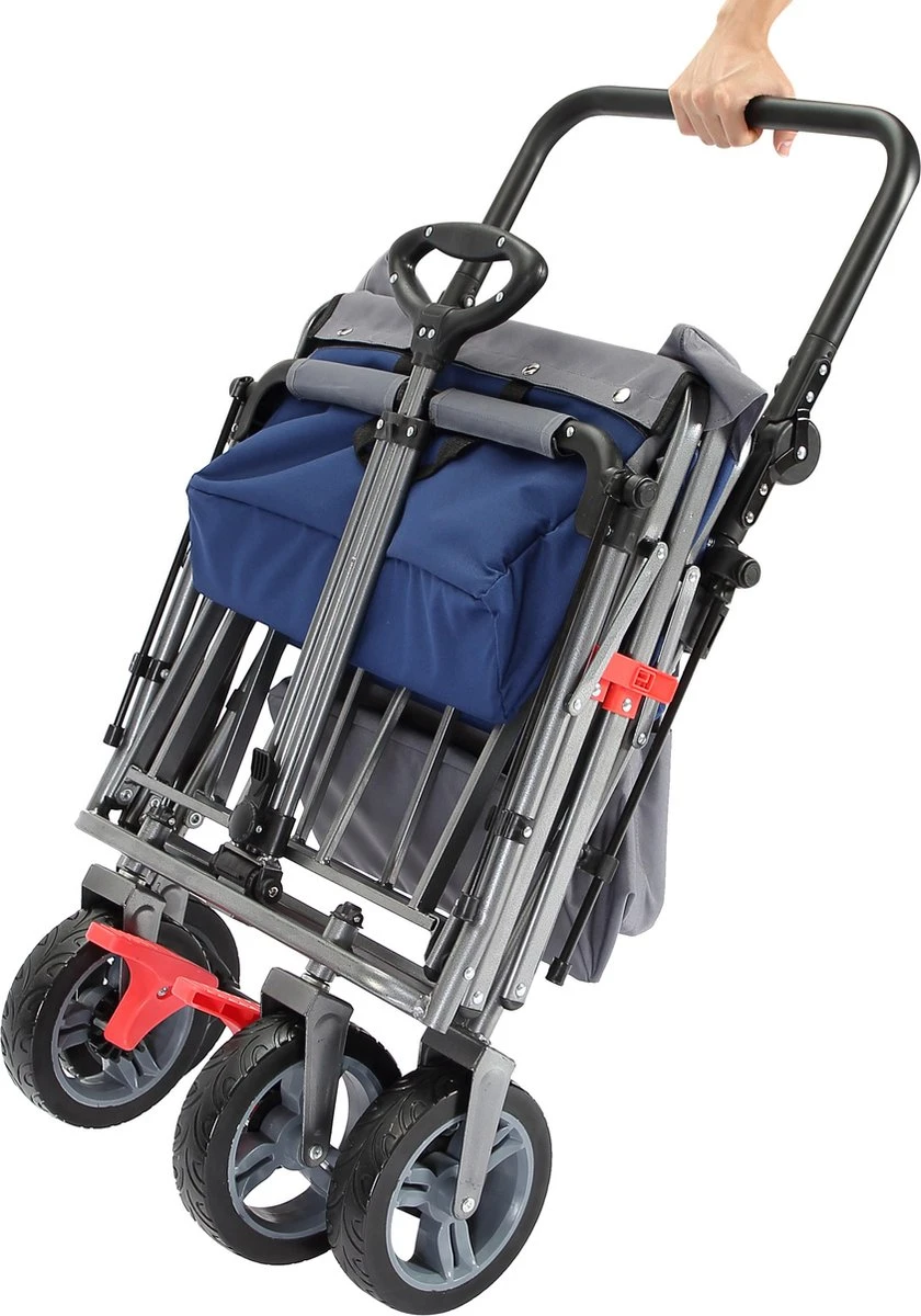 AREBOS Premium Steekwagen Met Dak Opvouwbare Tuinkar Handkar Bolderkar Blauw / Grijs 12 AREBOS Premium Steekwagen Met Dak Opvouwbare Tuinkar Handkar Bolderkar Blauw / Grijs - Afbeelding 12