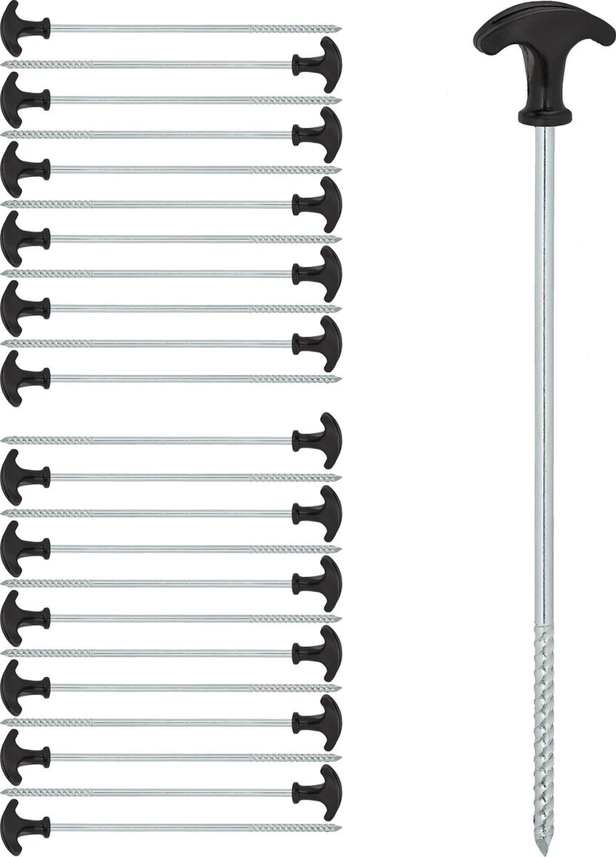 Relaxdays 24x Tentharingen Set - Haringen - Schroefharingen - T-haringen - Grondpennen 1 Relaxdays 24x Tentharingen Set - Haringen - Schroefharingen - T-haringen - Grondpennen