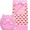 Roze Kat Kinderen Slaapzak -180 Cms |slaapzak Junior | Nappers | Children Sleeping Bag | Kinderen Slaapzak | Super Soft 2 In 1 Fun Pillow &Sleepy For Boys | Roze Kat Slaapzak | Zachte Slaapzak | Knuffel Slaapzak | 2 In 1 Slaapzak | Kinderen