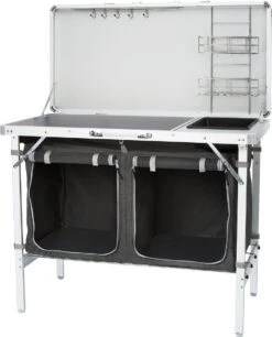 Campart Campingkeuken KI-0757 – Complete Keuken En Campingkast – Opvouwbaar En Inclusief Draagtas - Grijs -Camping Korting 969x1200 1